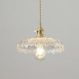 Vintage Brass Dome Clear Glass Pendant Light Set Image - 14