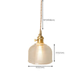 Vintage Brass Dome Clear Glass Pendant Light Set #size