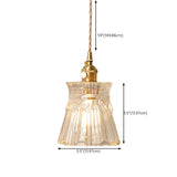 Vintage Brass Dome Clear Glass Pendant Light Set Image - 20