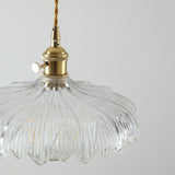 Vintage Brass Dome Clear Glass Pendant Light Set Image - 4