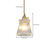 Vintage Brass Flower-Shaped Ruffled Glass Pendant Light #size