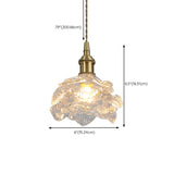 Vintage Brass Flower-Shaped Ruffled Glass Pendant Light Image - 22