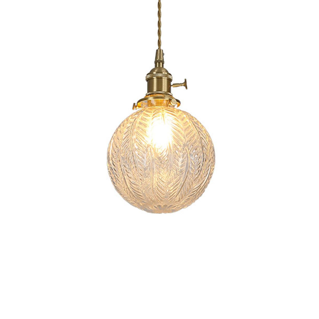 Vintage Brass Flower-Shaped Ruffled Glass Pendant Light Image - 6