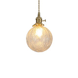 Vintage Brass Flower-Shaped Ruffled Glass Pendant Light Image - 6