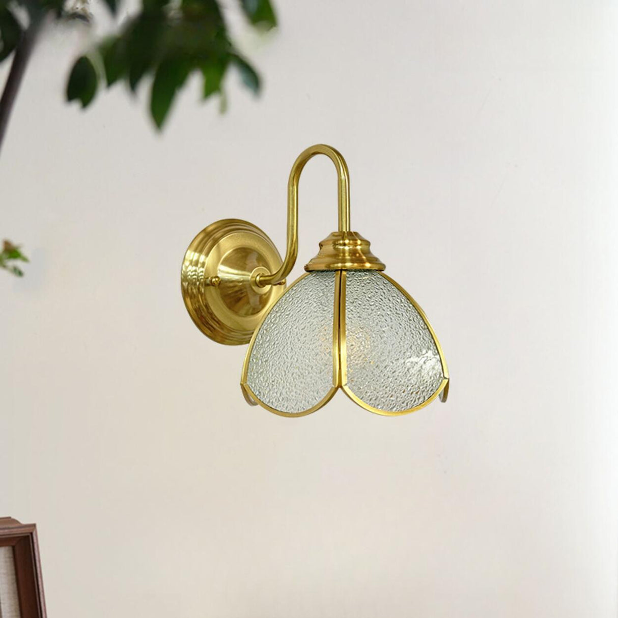 Vintage Brass Flower Wall Sconce Light Fixtures Image - 5