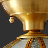 Vintage Brass Glass Petal Semi-Flush Mount Lamp Hallway Image - 10