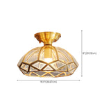 Vintage Brass Glass Petal Semi-Flush Mount Lamp Hallway Image - 20