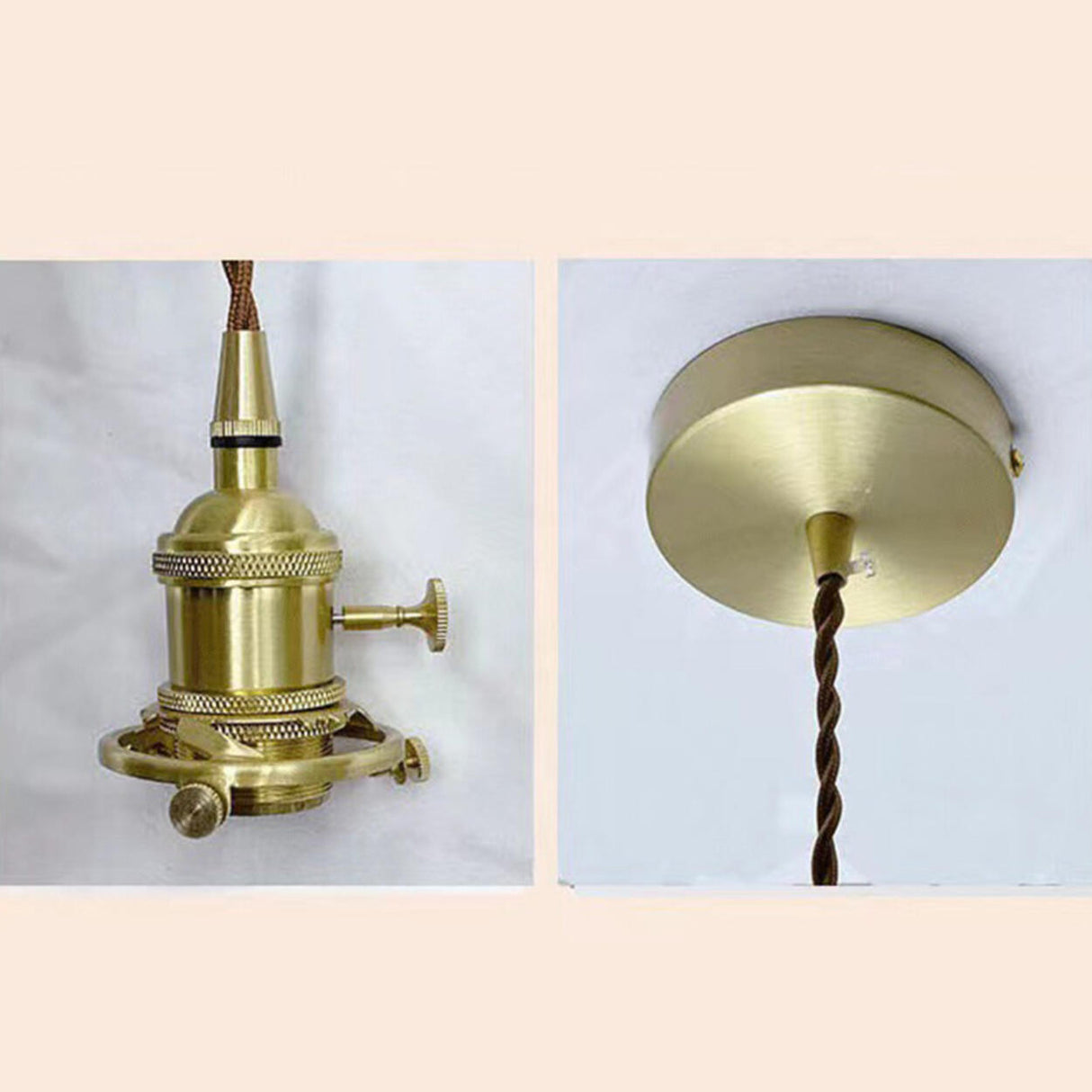 Vintage Brass Schoolhouse Flared Ceramic Pendant Light Image - 11