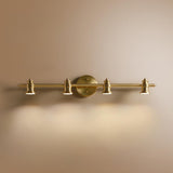 Vintage Brass Tube 3 Bulb Vanity Light Fixture Image - 8