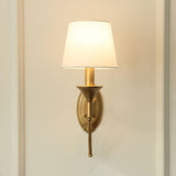 Vintage Brass Wall Sconces with Fabric Shades Image - 12