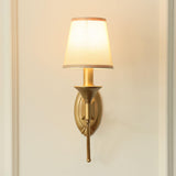 Vintage Brass Wall Sconces with Fabric Shades Image - 13