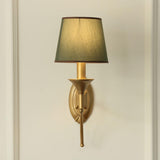 Vintage Brass Wall Sconces with Fabric Shades Image - 14