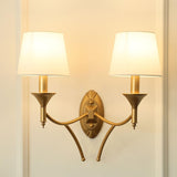 Vintage Brass Wall Sconces with Fabric Shades Image - 15