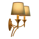 Vintage Brass Wall Sconces with Fabric Shades Image - 8