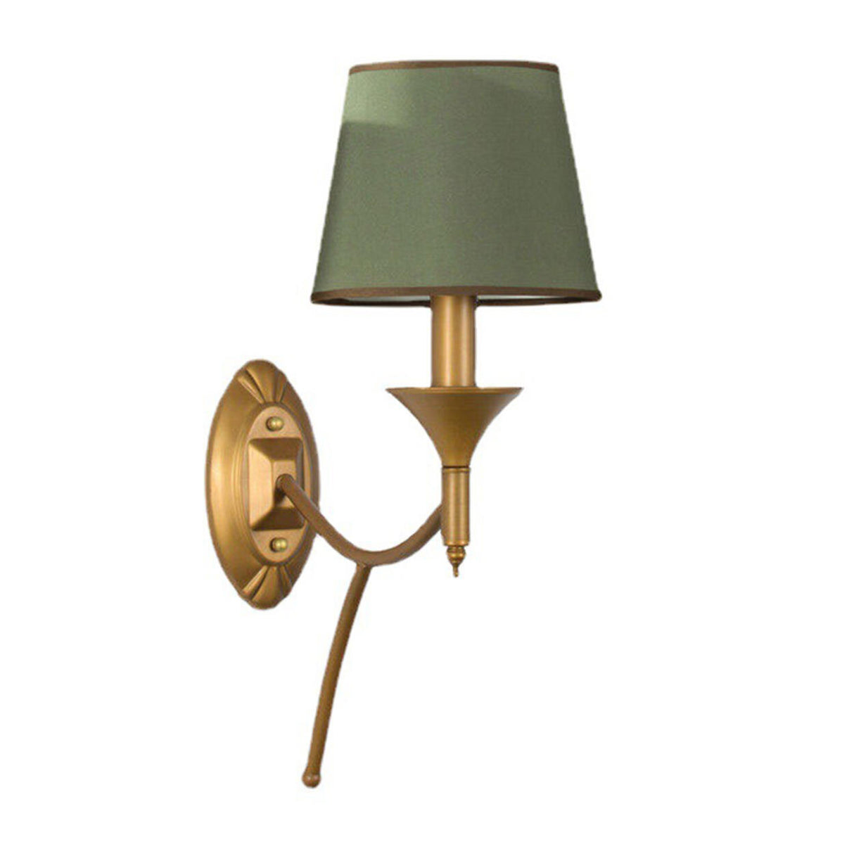 Vintage Brass Wall Sconces with Fabric Shades Image - 9