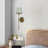 Vintage Brass White Pleated Shade Wall Sconce  Image - 4