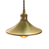 Vintage Brass Wide Flared Living Room Pendant Light Image - 5