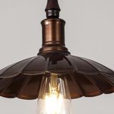 Vintage Brown Alloy Cone Dining Room Pendant Light Image - 11