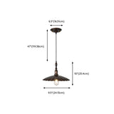 Vintage Brown Alloy Cone Dining Room Pendant Light #size