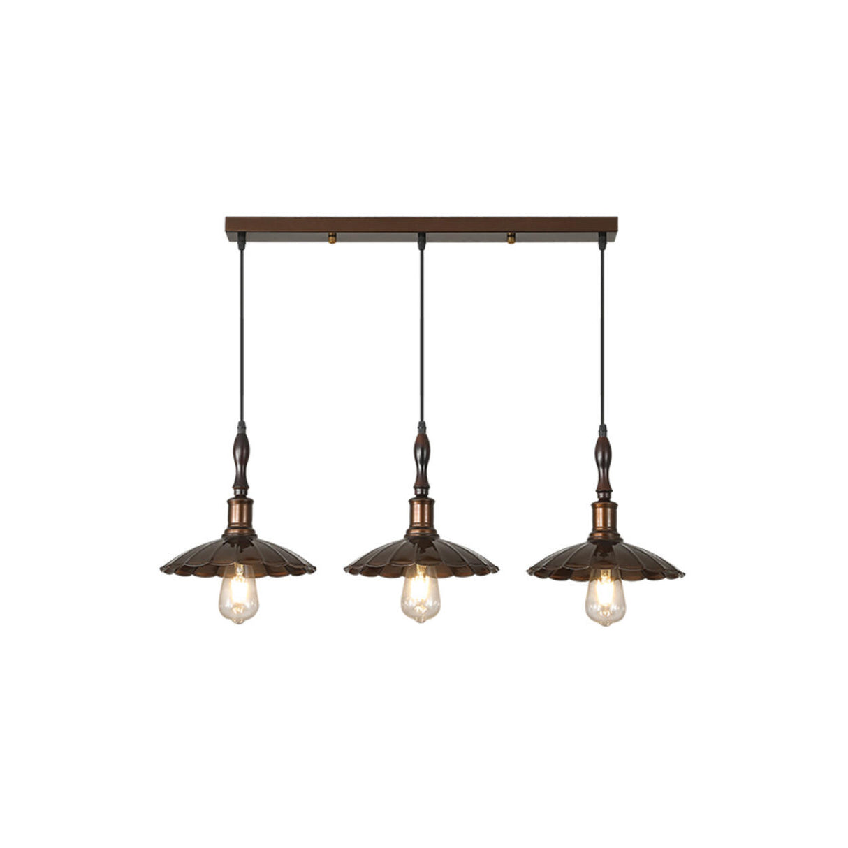 Vintage Brown Alloy Cone Dining Room Pendant Light Image - 7