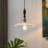 Vintage Brown Rounded Dome Clear Glass Pendant Light Image - 2