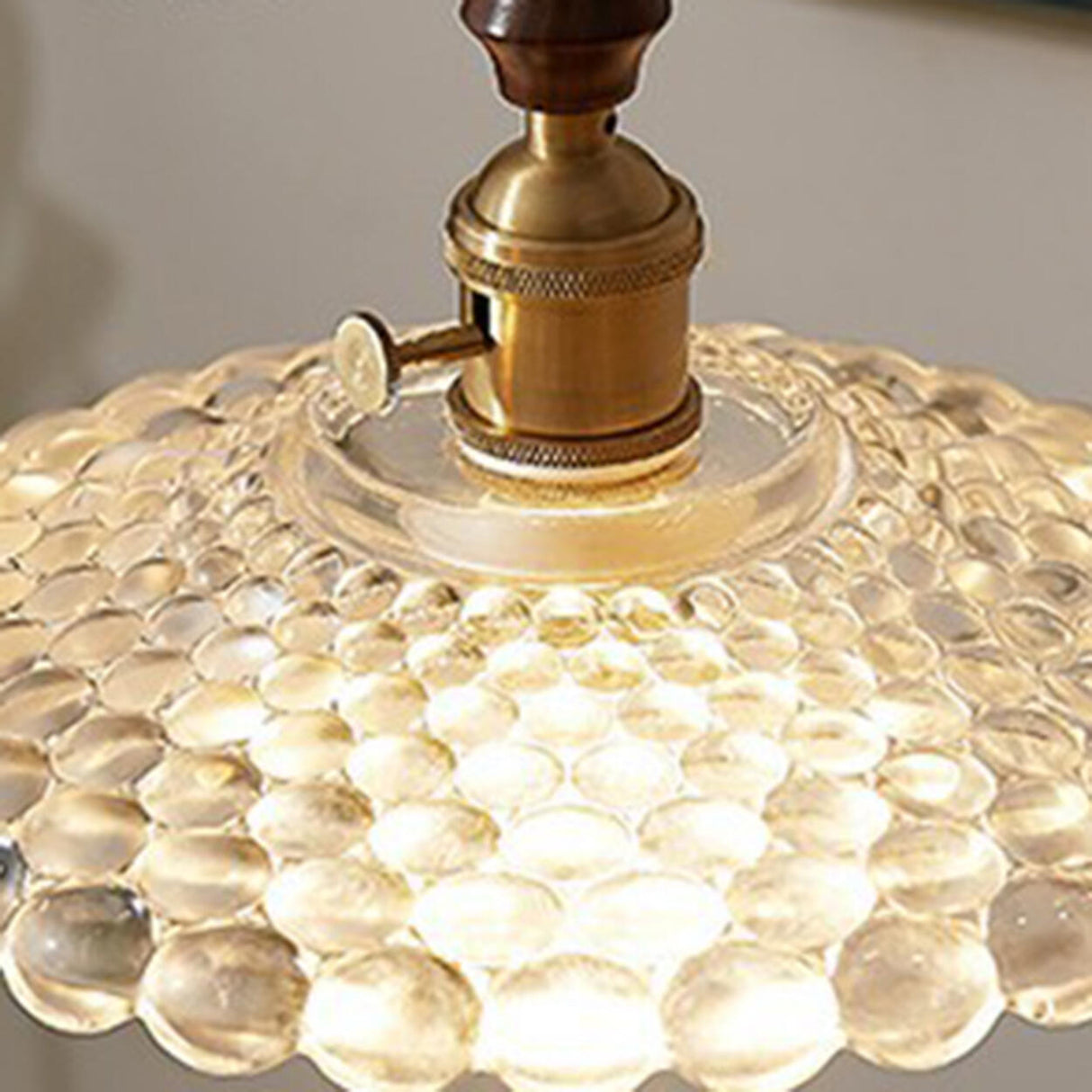 Vintage Brown Rounded Dome Clear Glass Pendant Light Image - 6