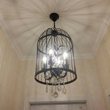 Vintage Cage Candle Crystal Living Room Black Chandelier Image - 5