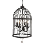 Vintage Cage Candle Crystal Living Room Black Chandelier Image - 7