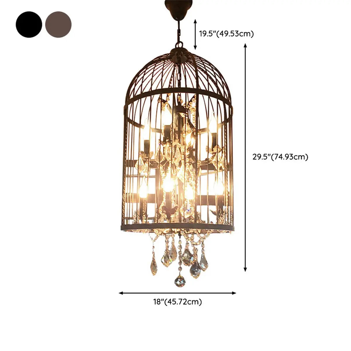 Vintage Cage Candle Crystal Living Room Black Chandelier Image - 9