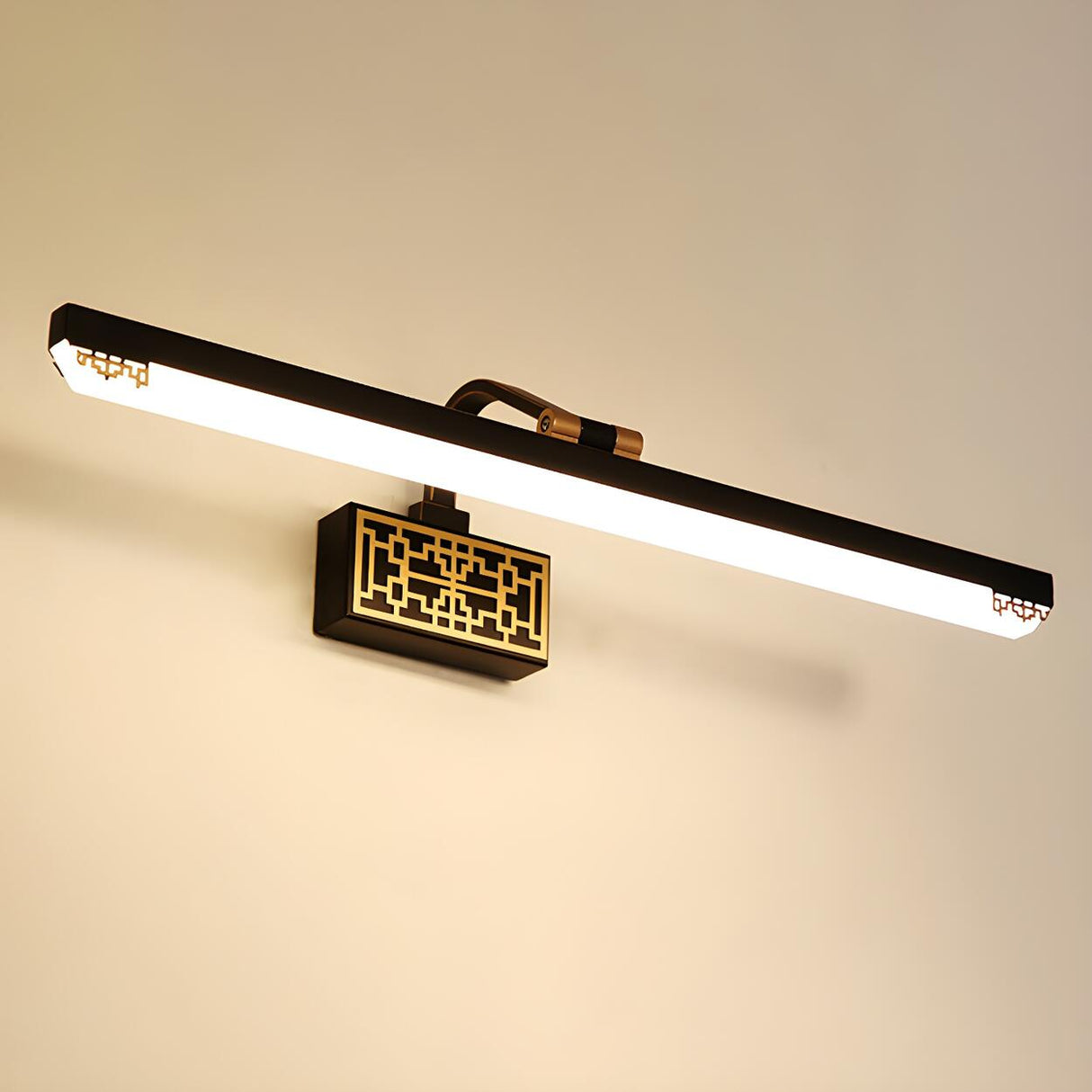 Vintage Chinese Style Black Linear Vanity Light Image - 8