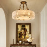 Vintage Circular Alabaster Gold Pendant Light Chandelier Image - 3