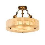 Vintage Circular Alabaster Gold Pendant Light Chandelier Image - 9