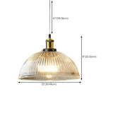 Vintage Classic Dome Ribbed Glass Pendant Lights #size