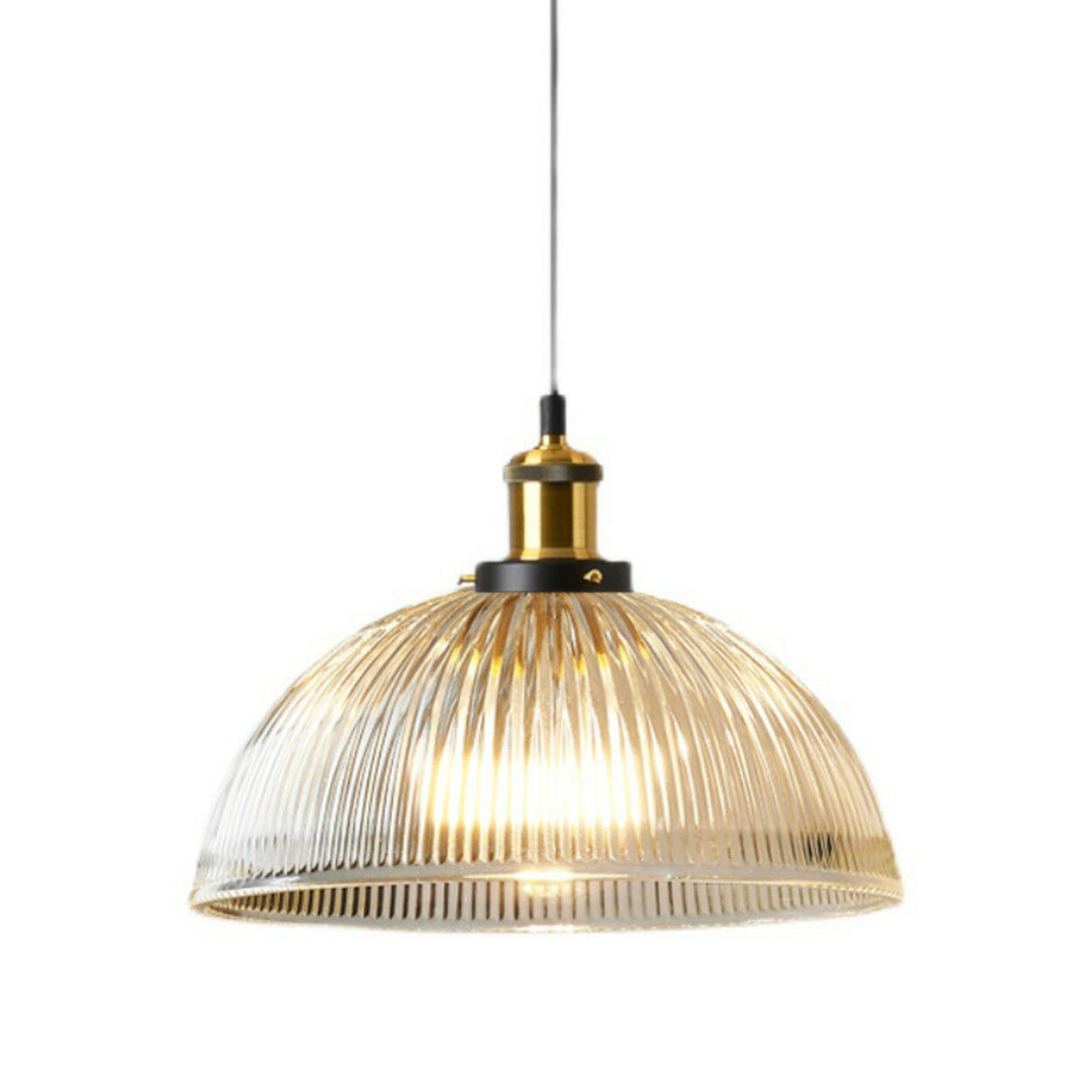 Vintage Classic Dome Ribbed Glass Pendant Lights Image - 5