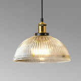 Vintage Classic Dome Ribbed Glass Pendant Lights Image - 6