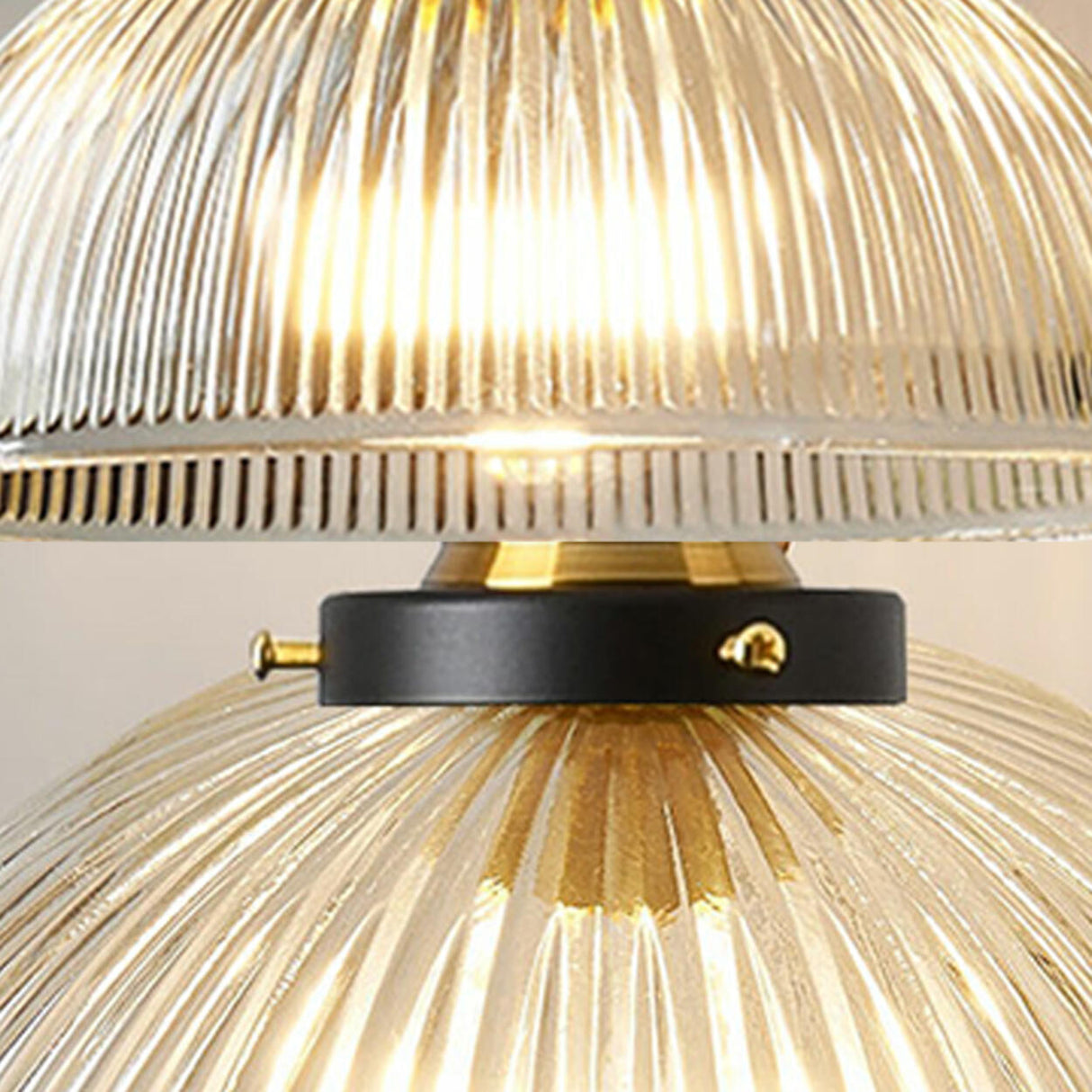 Vintage Classic Dome Ribbed Glass Pendant Lights Image - 9