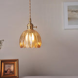 Vintage Clear Glass Rope Flower Pendant Light Image - 1