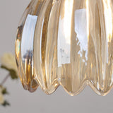 Vintage Clear Glass Rope Flower Pendant Light Image - 11