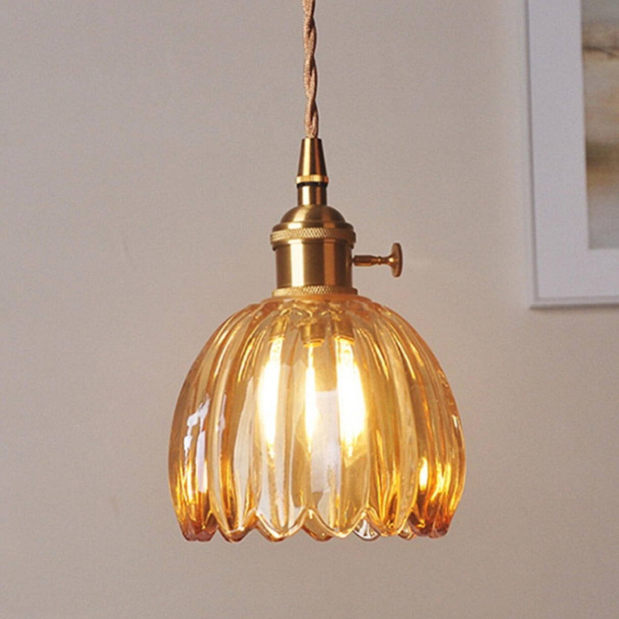 Vintage Clear Glass Rope Flower Pendant Light Image - 4