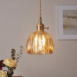 Vintage Clear Glass Rope Flower Pendant Light Image - 6