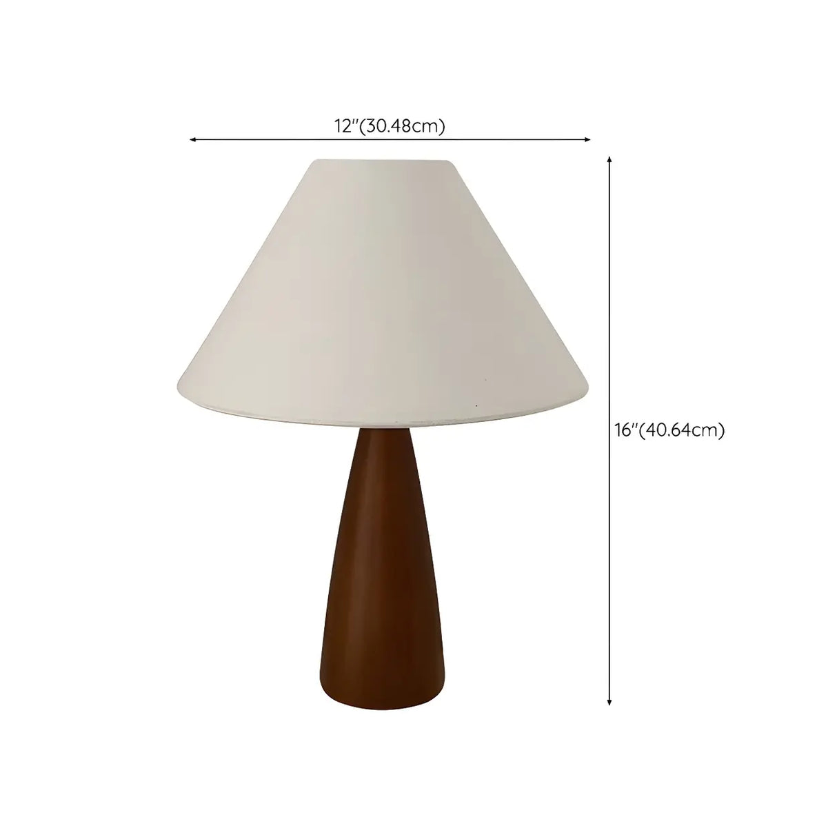 Vintage Conical Fabric Shade Walnut Bedside Table Lamp 