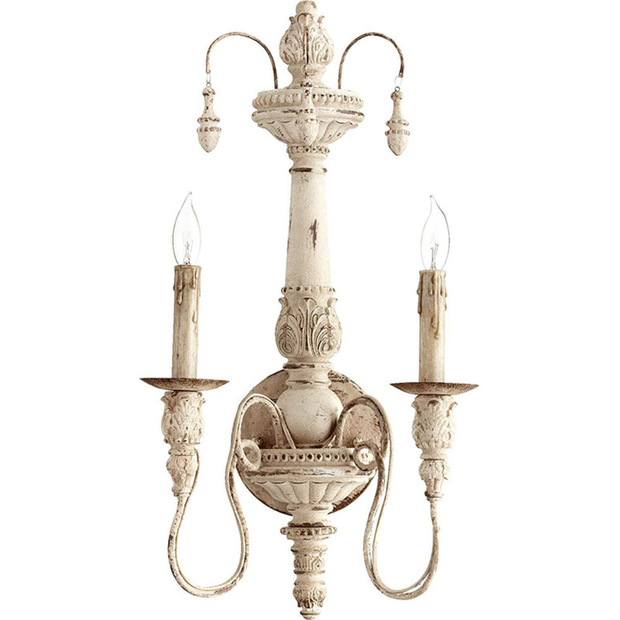 Vintage Country White Candelabra Wall Sconce Image - 4