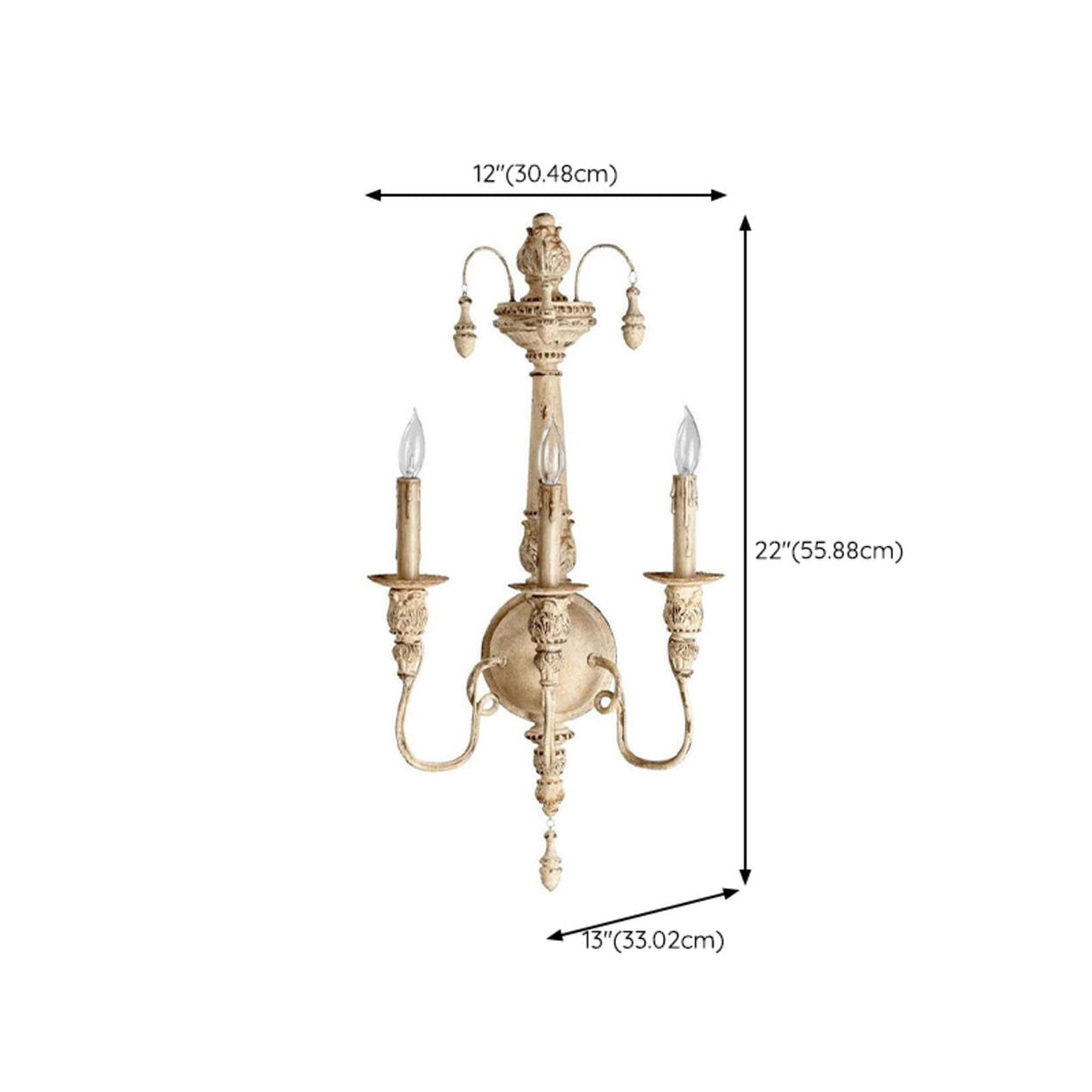 Vintage Country White Candelabra Wall Sconce Image - 9