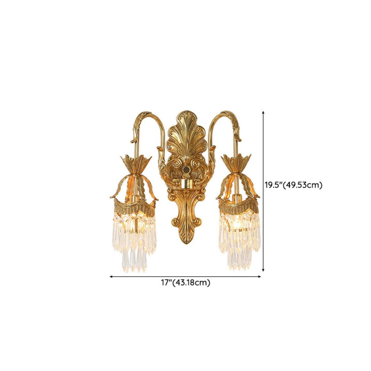 Vintage Crystal and Brass Double Wall Sconce  Image - 10