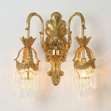 Vintage Crystal and Brass Double Wall Sconce  Image - 2