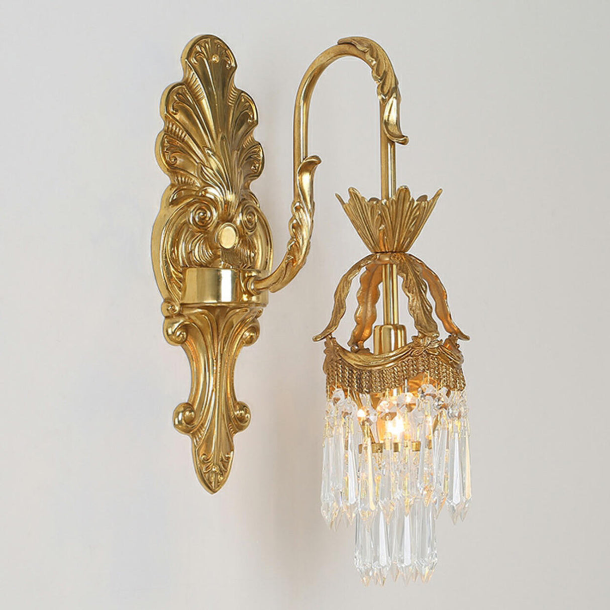 Vintage Crystal and Brass Double Wall Sconce  Image - 3