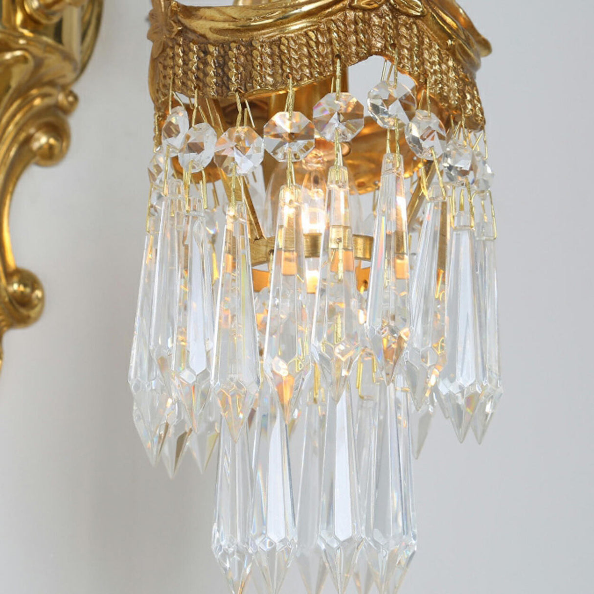 Vintage Crystal and Brass Double Wall Sconce  Image - 4