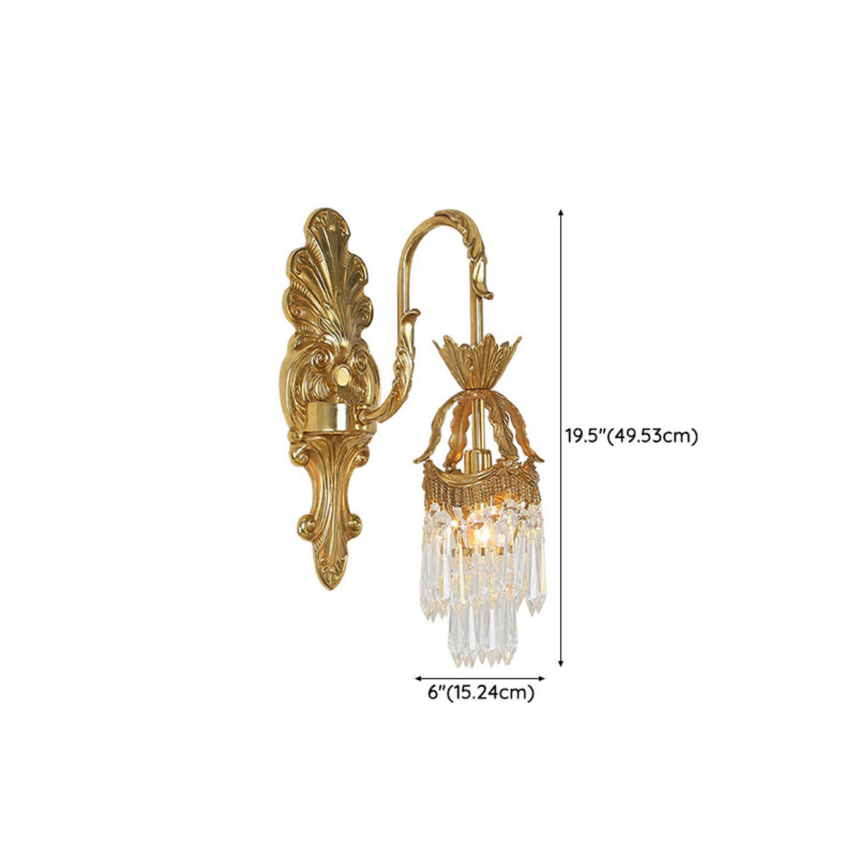 Vintage Crystal and Brass Double Wall Sconce  