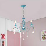 Vintage Crystal Candle Blue Chandelier Dining Room Image - 1