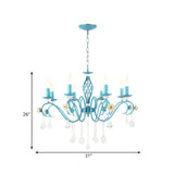 Vintage Crystal Candle Blue Chandelier Dining Room Image - 14